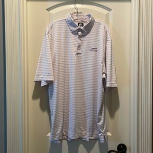 Brand: FJ
Material: 88% polyester, 12% spandex 
Color: white with navy stripes